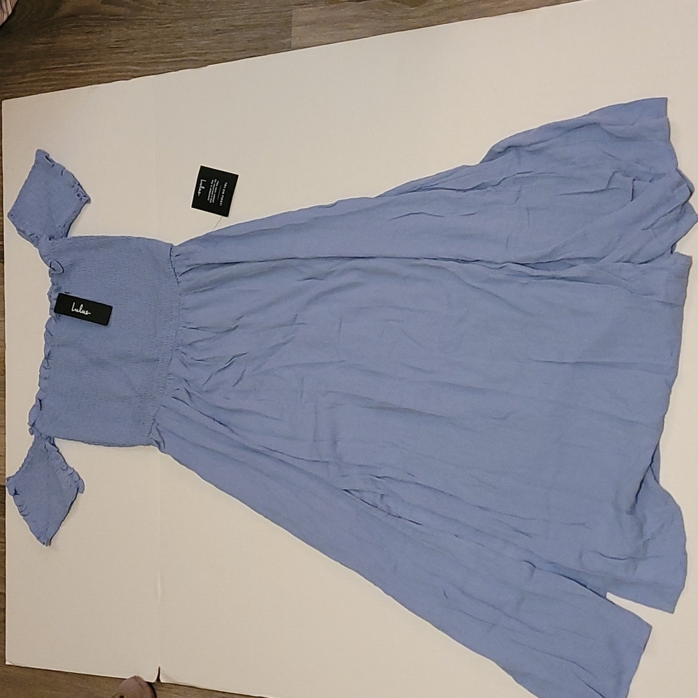 Lulu's Lavender Blue Off-Shoulder Maxi Dress